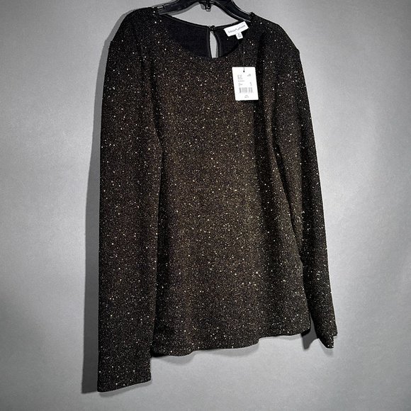 NWT Gibson Latimer‎ Stretch Black Gold Sparkle Top Size XL - Picture 1 of 11
